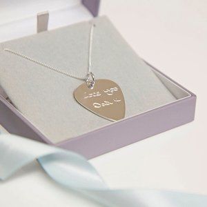 Handwriting sterling silver guitar pick pendant